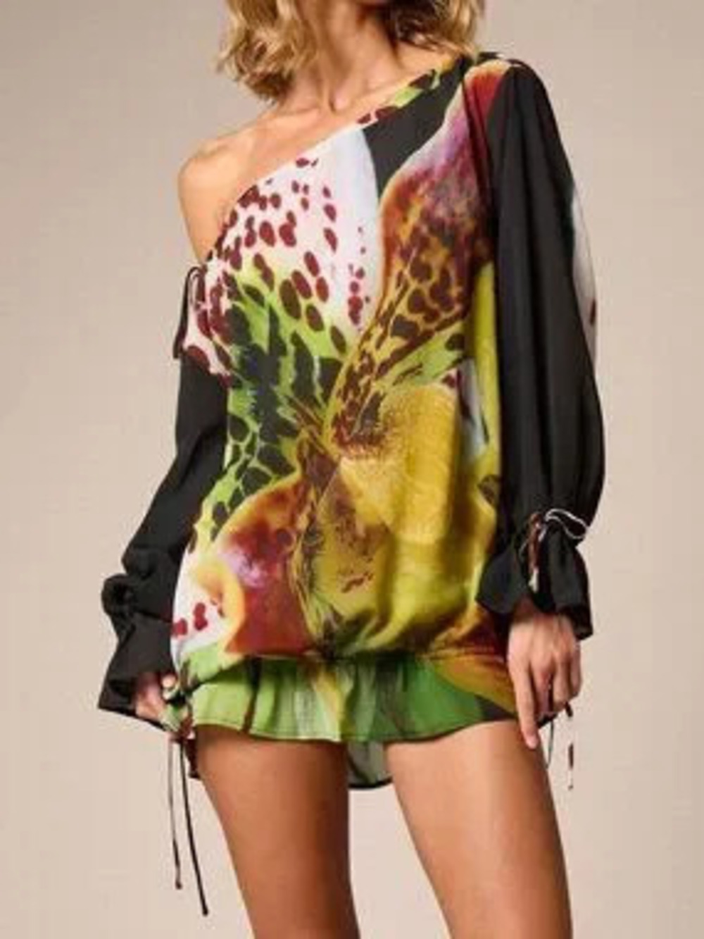 ZARA Multicolor Casual Women's Asymmetrical Knot Ruffle Hem Mini Dress